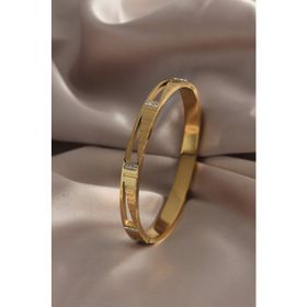 Amazeus 316L Çelik Gold Renk Renkli Zirkon Taş Detay Kadın Kelepçe