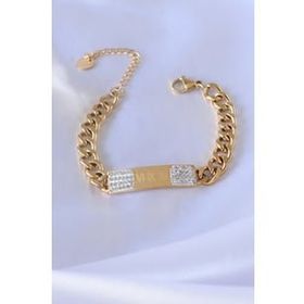 Amazeus 316L Çelik Gold Renk Zincir Model İşleme Detay Zirkon Taşlı Kadın Bileklik