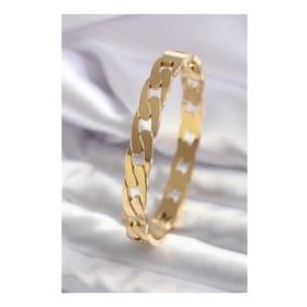 Amazeus 316L Çelik Gold Renk Zincir Model Zirkon Taşlı Kadın Kelepçe