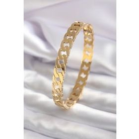 Amazeus 316L Çelik Gold Renk Zincir Model Zirkon Taşlı Kadın Kelepçe