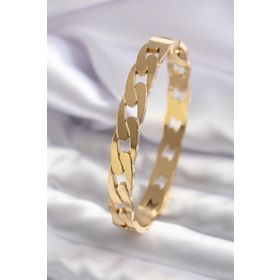 Amazeus 316L Çelik Gold Renk Zincir Model Zirkon Taşlı Kadın Kelepçe