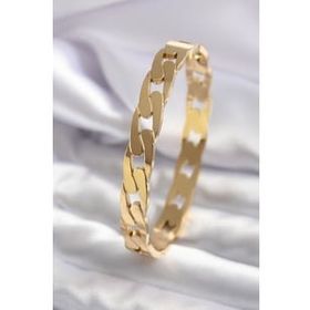 Amazeus 316L Çelik Gold Renk Zincir Model Zirkon Taşlı Kadın Kelepçe