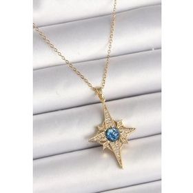 Amazeus 316L Çelik Gold Renk Zirkon Taşlı Kutup Yıldız Model Kadın Kolye