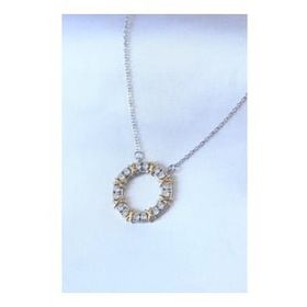 Amazeus 316L Çelik Renk Zirkon Taşlı Gold Detay Xoxo Kadın Gümüş Kolye