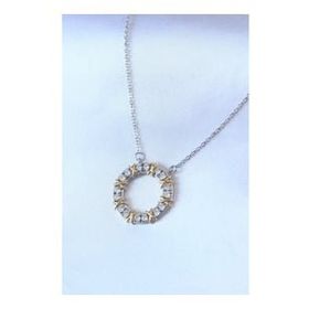 Amazeus 316L Çelik Renk Zirkon Taşlı Gold Detay Xoxo Kadın Gümüş Kolye