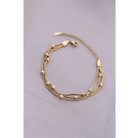 Amazeus 316L Kararmaz Çelik Gold Renk Top Zincirli Kadın Bileklik
