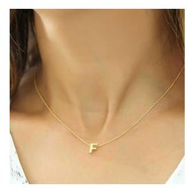 Amazeus 925 Ayar Gold 3 Boyutlu F Harf Kadın Gümüş Kolye