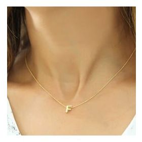 Amazeus 925 Ayar Gold 3 Boyutlu F Harf Kadın Gümüş Kolye