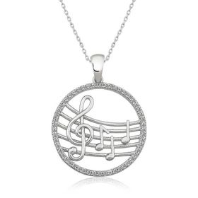 Amazeus 925 Ayar Müzik Temalı Kadın Gümüş Kolye
