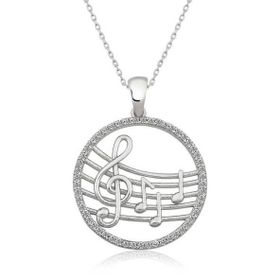 Amazeus 925 Ayar Müzik Temalı Kadın Gümüş Kolye