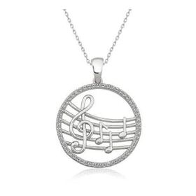 Amazeus 925 Ayar Müzik Temalı Kadın Gümüş Kolye