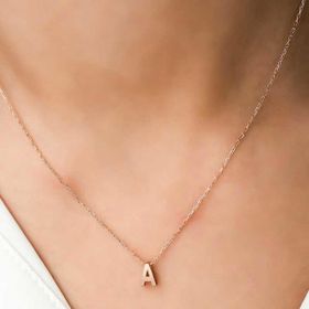 Amazeus 925 Ayar Rose 3 Boyutlu A Harf Kadın Gümüş Kolye
