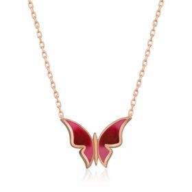 Amazeus 925 Ayar Rose Minimal Kelebek Kadın Gümüş Kolye