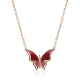 Amazeus 925 Ayar Rose Minimal Kelebek Kadın Gümüş Kolye