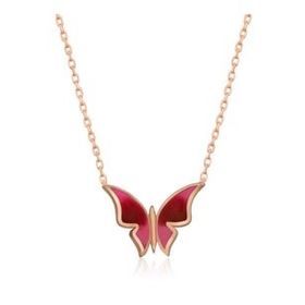 Amazeus 925 Ayar Rose Minimal Kelebek Kadın Gümüş Kolye