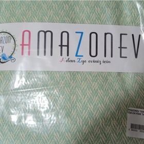 Amazon Ev Naturel Krem-Yeşil Çift Kişilik Pike Takımı
