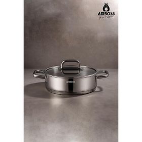Amboss 30x8 cm Nova Paslanmaz Çelik Cam Kapaklı Basık Tencere
