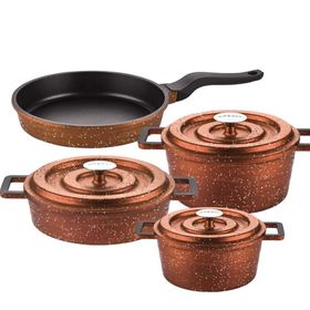 Amboss 7 Parça Copper Bakır Kırçıllı Döküm Tencere Seti