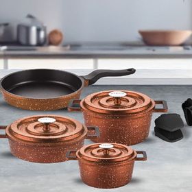 Amboss 7 Parça Copper Bakır Kırçıllı Döküm Tencere Seti