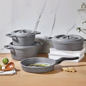 Amboss 7 Parça Copper Gri Döküm Tencere Seti