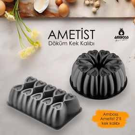Amboss Ametist 2'li Döküm Yanmaz Yapışmaz Döküm Kek Kalıbı