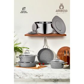 Amboss Crystal 7 Parça Granit Çift Renkli Tencere Seti