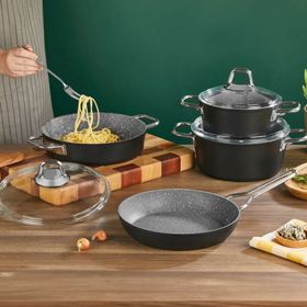 Amboss Crystal 7 Parça Granit Çift Renkli Tencere Seti