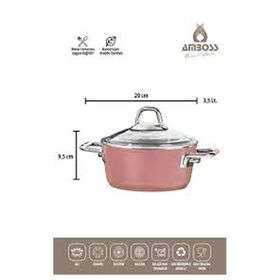 Amboss Crystal 7 Parça Rose Gold Granit Çift Renkli Tencere Seti