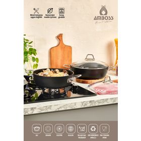 Amboss Dark 26 cm Basık Titanyum Kaplama Tencere