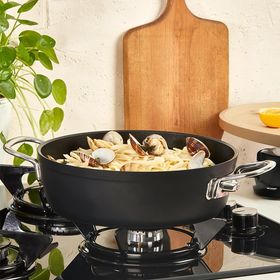 Amboss Dark Granit Cam Kapaklı Yanmaz Yapışmaz Titanyum Kaplama 24 cm Basık Tencere