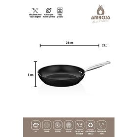 Amboss Dark Yanmaz Yapışmaz Granit Titanyum Kaplama 2 Parça 24-28 cm Tava Seti