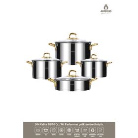 Amboss Dia - 6121 Amboss Diamond 8 Parça Altın Set Tencere