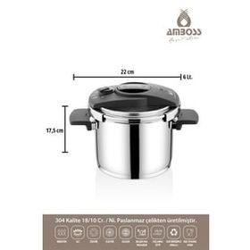 Amboss Eni-8675 Enio Matik Paslanmaz Çelik 22 cm 6 lt Düdüklü Tencere