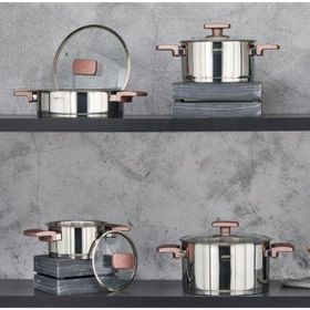 Amboss Enio 8 Parça Rose Gold Tencere Seti