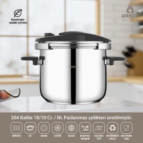 Amboss Enio Plus 12 lt Paslanmaz Çelik İndüksiyon Uyumlu Düdüklü Tencere