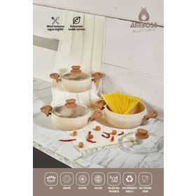 Amboss Fatso 6 Parça Cappucino Güveç Granit Tencere Seti