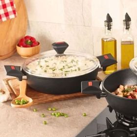 Amboss Granit 28 cm Siyah Basık Tencere