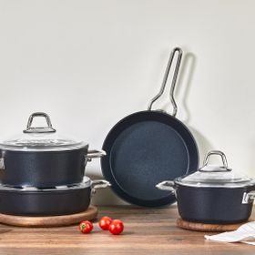 Amboss Loud 25 Parça Granit Tencere Seti ve Paslanmaz Çelik Çatal Bıçak Seti