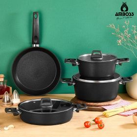 Amboss Orion 7 Parça Siyah Granit Tencere Seti
