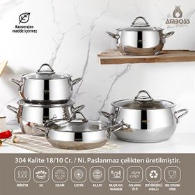 Amboss Parla 10 Parça İndüksiyon Tabanlı Paslanmaz Çelik Tencere Seti