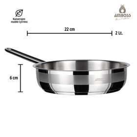 Amboss Power 6 Parça Siyah 26-28 cm Paslanmaz Çelik İndüksiyon Tabanlı ve Yanmaz Yapışmaz Döküm Titanyum Kaplama Cam Kapaklı Tencere Tava Seti