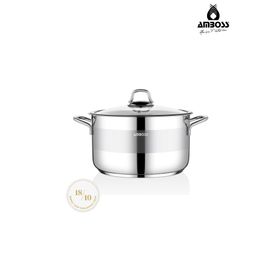 Amboss Saphire Paslanmaz Çelik 22 cm Cam Kapaklı Derin Tencere