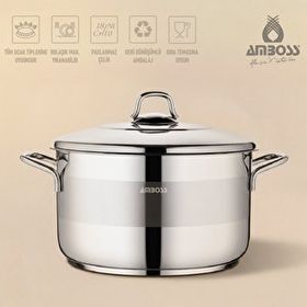 Amboss Saphire Paslanmaz Çelik 24 cm Çelik Kapaklı Derin Tencere