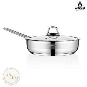 Amboss Saphire Paslanmaz Çelik 28 cm Cam Kapaklı Çelik Tava