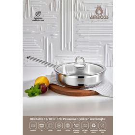 Amboss Saphire Paslanmaz Çelik Cam Kapaklı 22 cm Tava