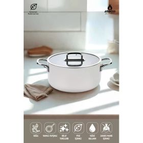 Amboss Sera Nova Seramik Yanmaz Yapışmaz 24 cm Beyaz Tencere
