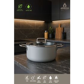 Amboss Sera Nova Seramik Yanmaz Yapışmaz 24 cm Gri Derin Tencere