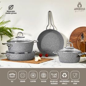 Amboss Shadow 7 Parça Gri Tencere Seti