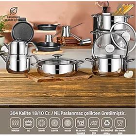 Amboss Sirius 16 Parça Gold Saplı İndüksiyon Tabanlı Paslanmaz Çelik Çeyiz Tencere Seti