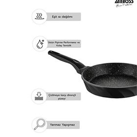 Amboss Vento 7 Parça Siyah Döküm Tencere Tava Seti